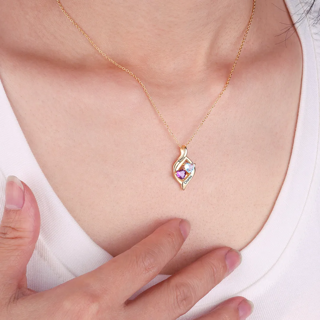 Personalized Double Heart Birthstone Necklace sold by Mint & Lilly product image thumbnail 3