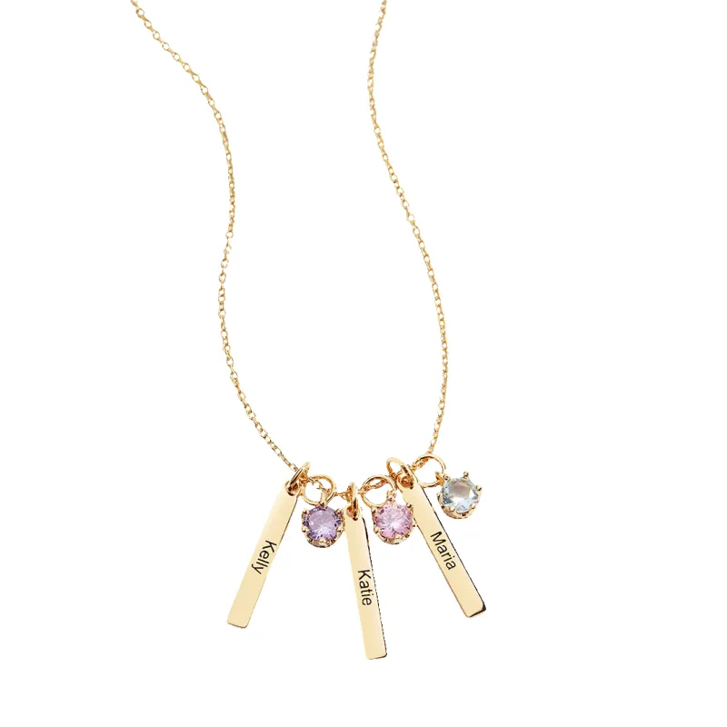 Personalized Mini Bar Birthstone Necklace made by Mint & Lilly