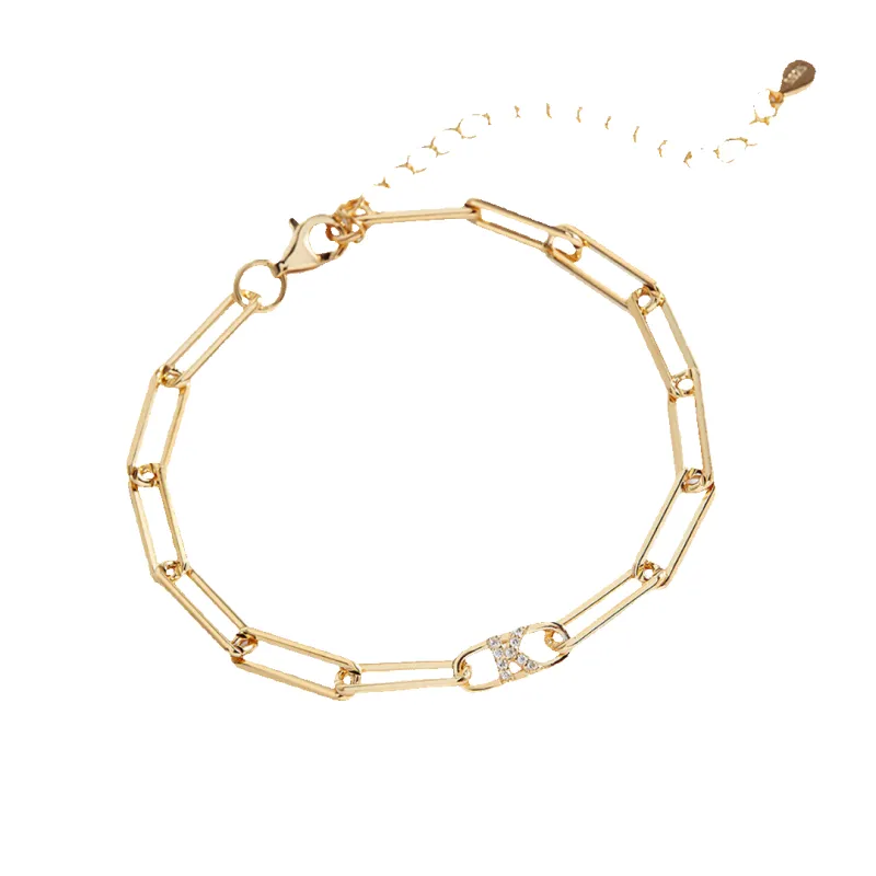 Paperclip Bracelet with Pave Initials sold by Mint & Lilly