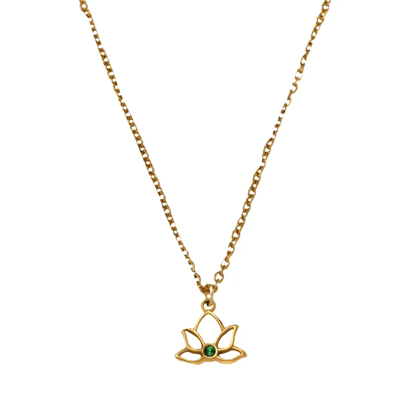 Mini Lotus Birthstone Pendant Necklace made by Mint & Lilly