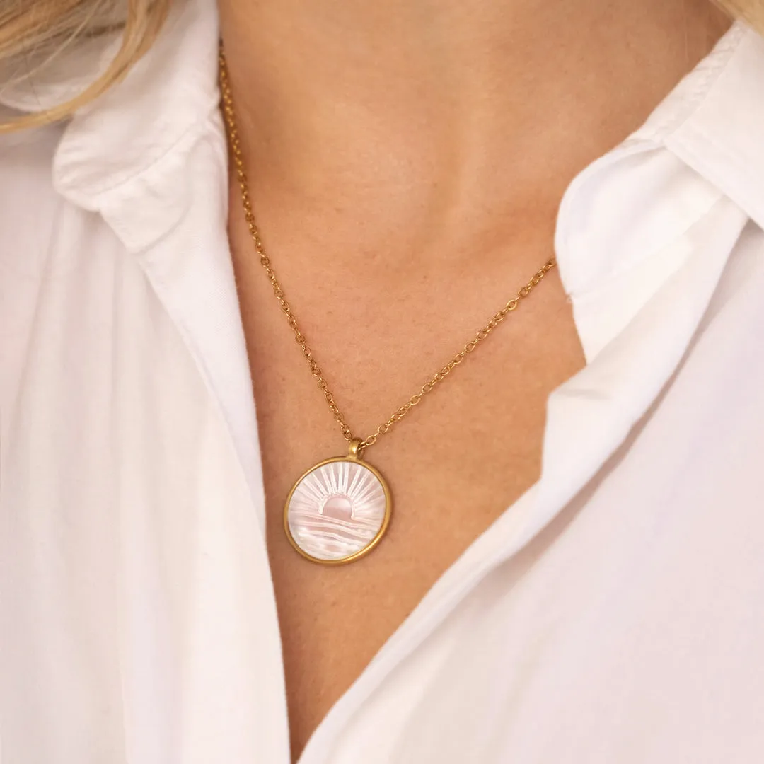 Mother of Pearl Sunrise Pendant Necklace sold by Mint & Lilly product image thumbnail 3