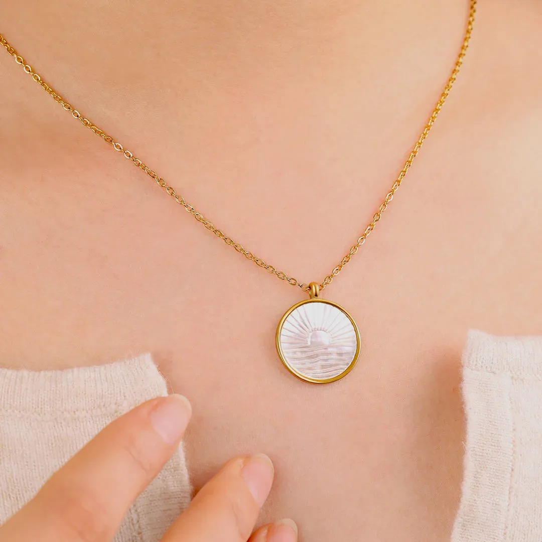 Mother of Pearl Sunrise Pendant Necklace sold by Mint & Lilly product image thumbnail 5