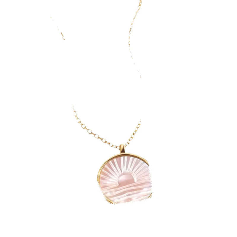 Mother of Pearl Sunrise Pendant Necklace made by Mint & Lilly