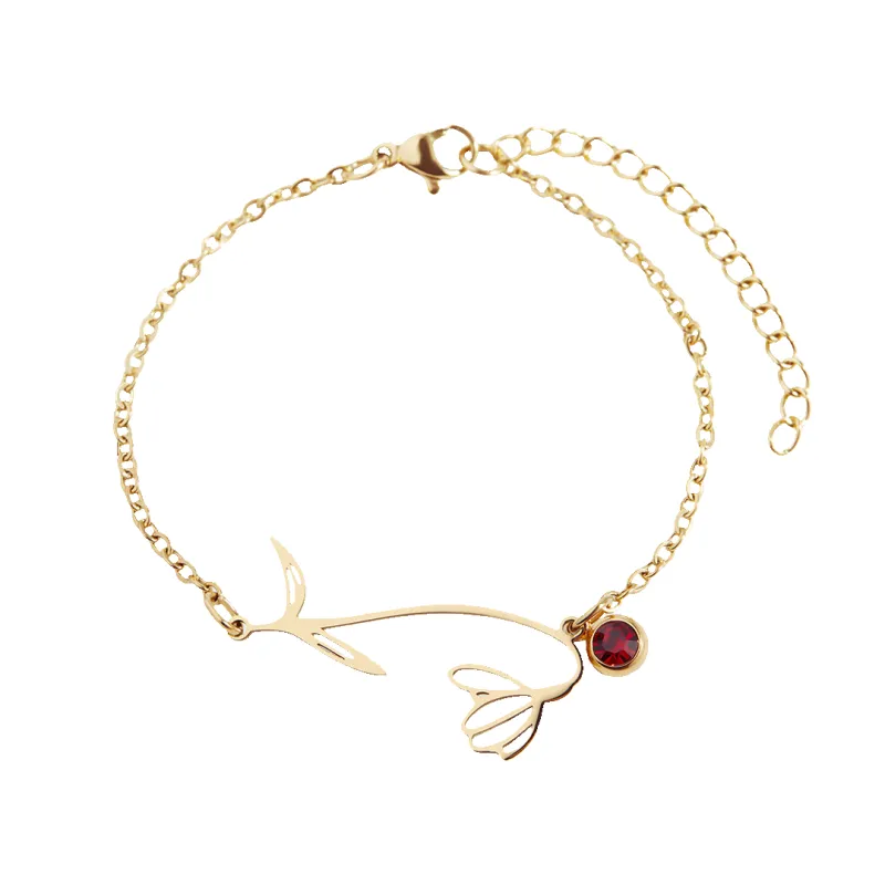 Dainty Birth Flower Bracelet with Birthstone Charm sold by Mint & Lilly