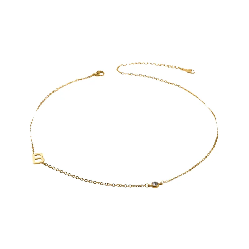 Initial Necklace with Diamond Accent made by Mint & Lilly