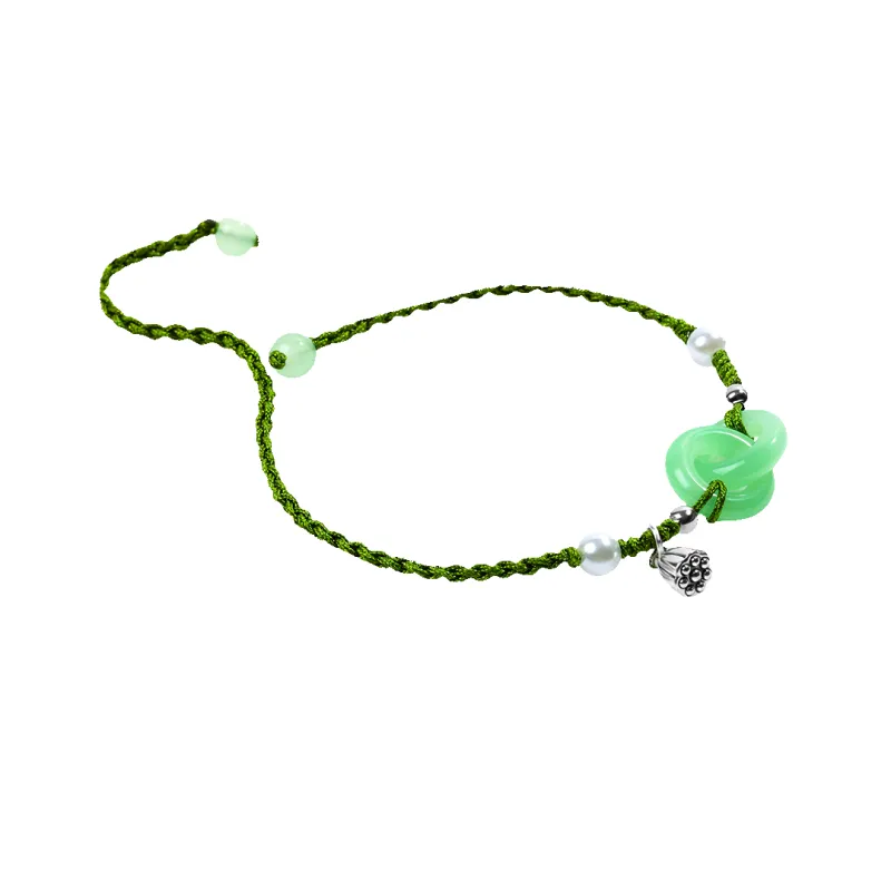 Jade Pearl & Lotus Prosperity String Bracelet made by Mint & Lilly