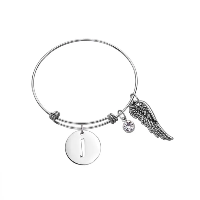 Custom Initial Guardian Angel's Wing Bracelet made by Mint & Lilly
