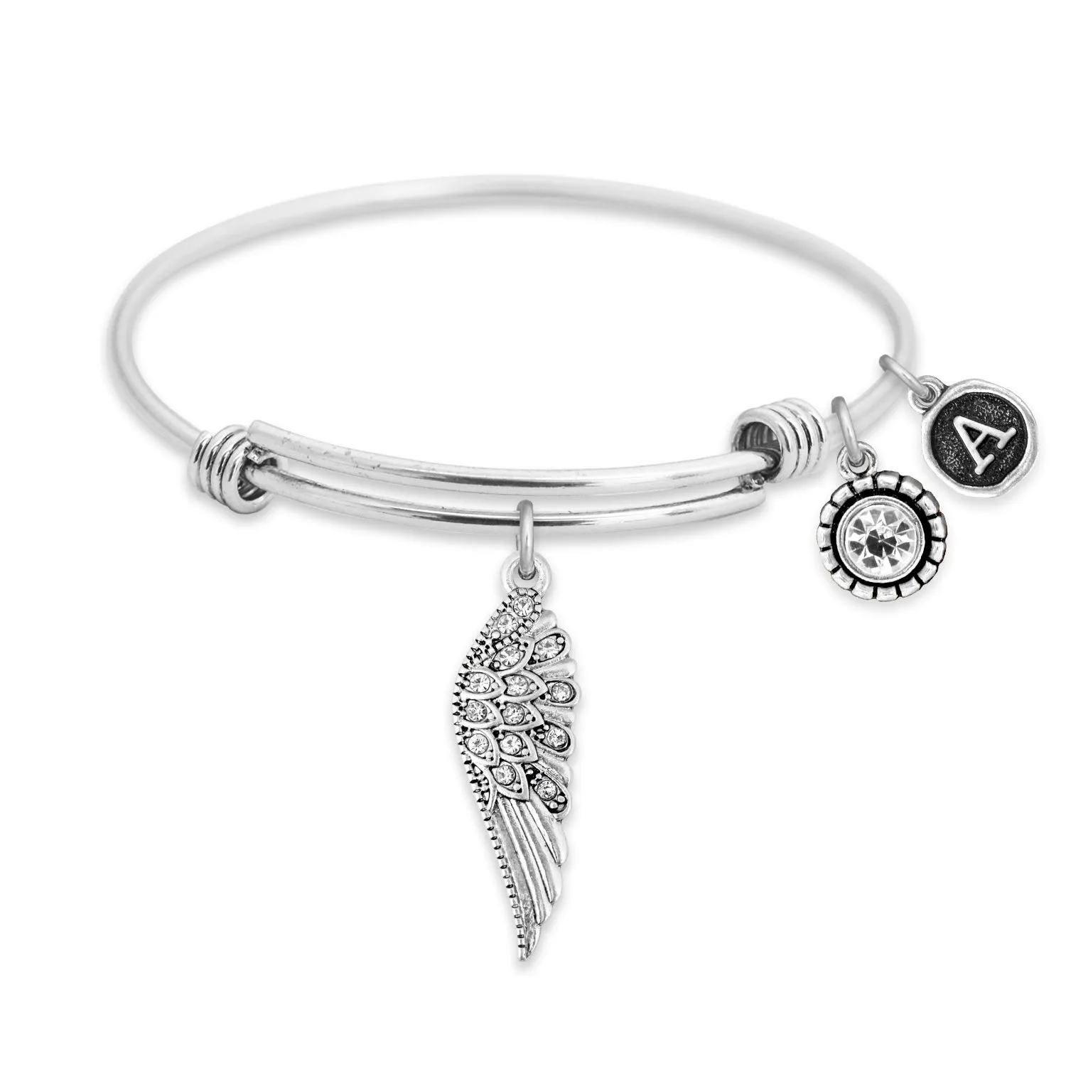 Custom Initial Guardian Angel's Wing Bracelet sold by Mint & Lilly product image thumbnail 2