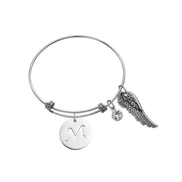 Custom Initial Guardian Angel's Wing Bracelet sold by Mint & Lilly product image thumbnail 3