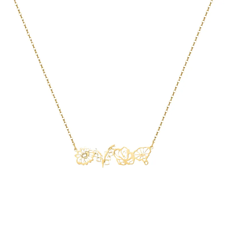 Personalized Birth Flower String Bouquet Necklace sold by Mint & Lilly