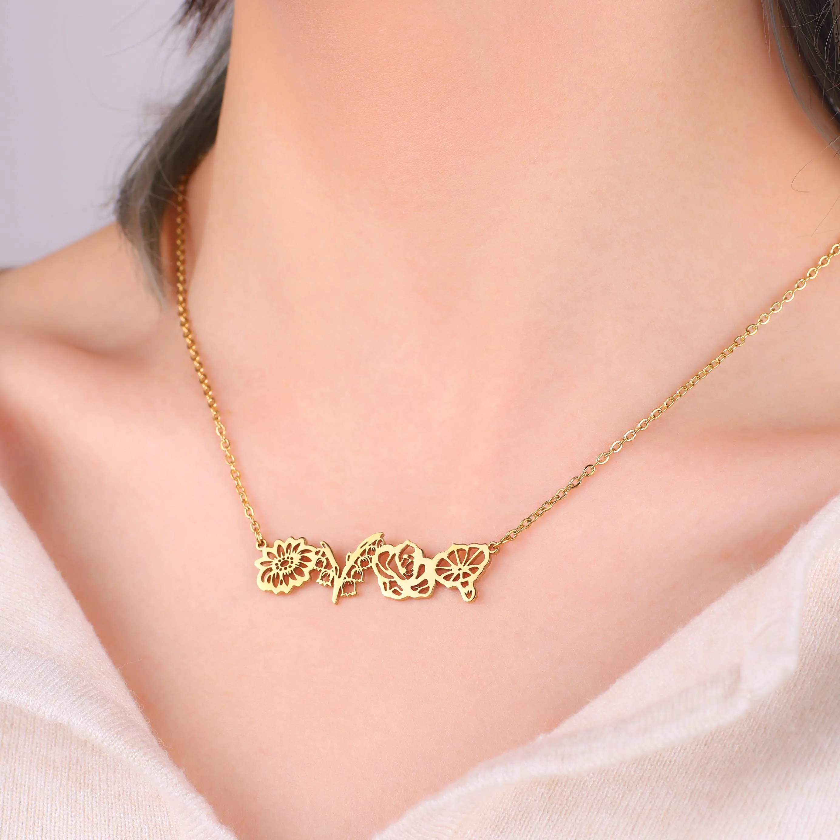 Personalized Birth Flower String Bouquet Necklace sold by Mint & Lilly product image thumbnail 3