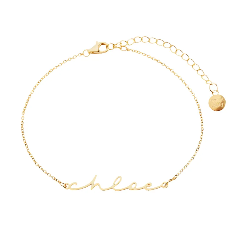 Dainty Script Name Bracelet sold by Mint & Lilly