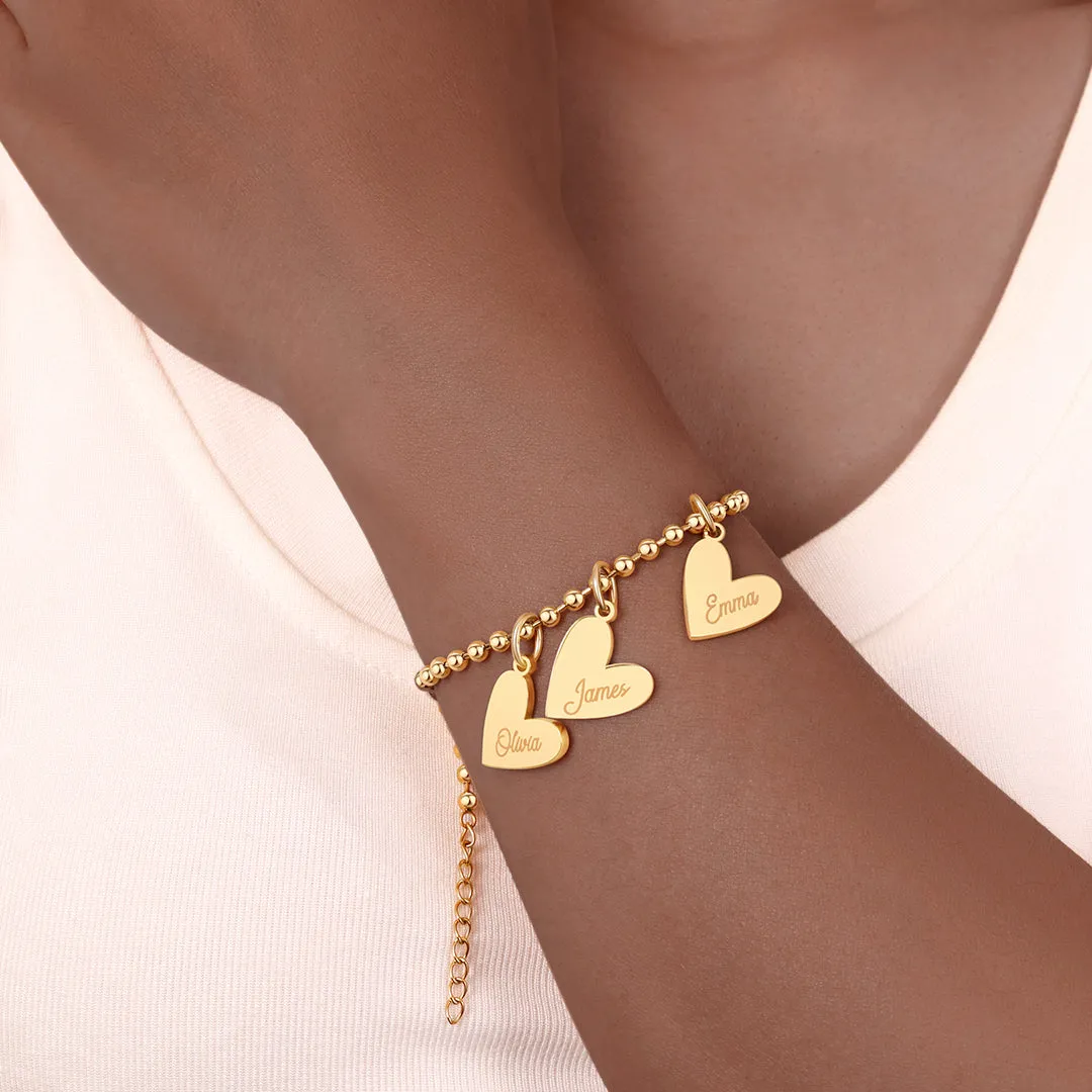 Personalized Beaded Double Heart Charm Bracelet sold by Mint & Lilly product image thumbnail 5