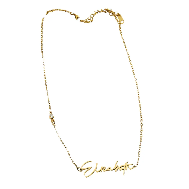 Modern Name Necklace with Heart Diamond Accent sold by Mint & Lilly