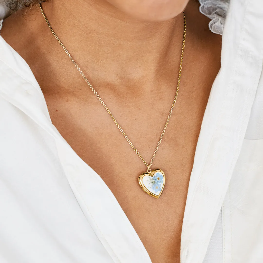 Handmade Pressed Flower Photo Heart Locket sold by Mint & Lilly product image thumbnail 3