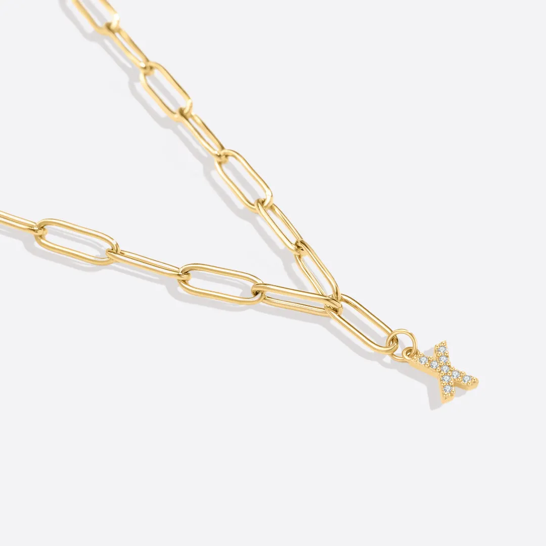 Paperclip Pave Initial Necklace sold by Mint & Lilly product image thumbnail 4