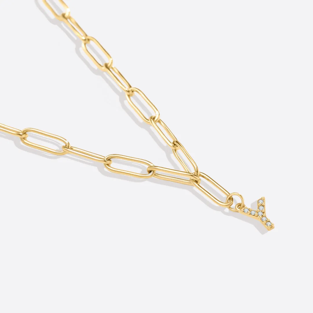 Paperclip Pave Initial Necklace sold by Mint & Lilly product image thumbnail 3