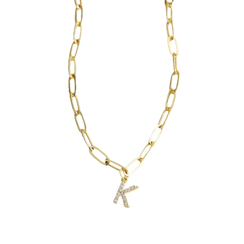 Paperclip Pave Initial Necklace made by Mint & Lilly