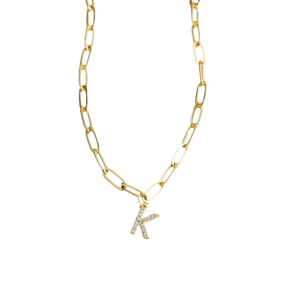 Paperclip Pave Initial Necklace sold by Mint & Lilly