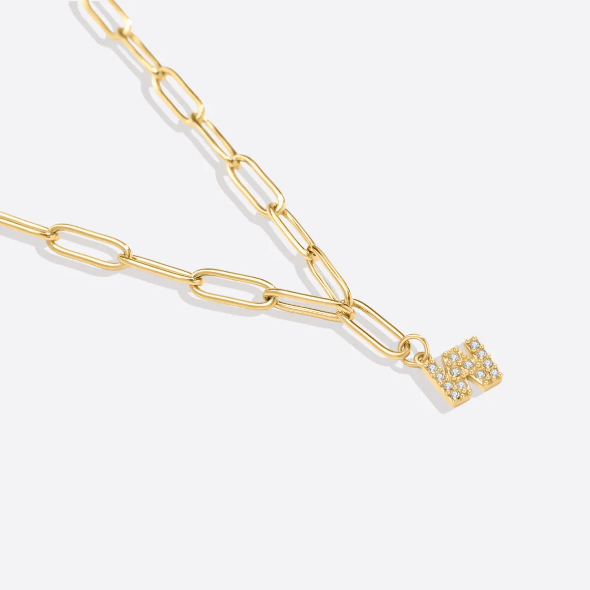 Paperclip Pave Initial Necklace sold by Mint & Lilly product image thumbnail 5