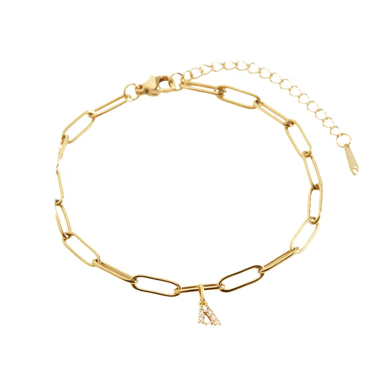 Paperclip Pave Initial Bracelet made by Mint & Lilly