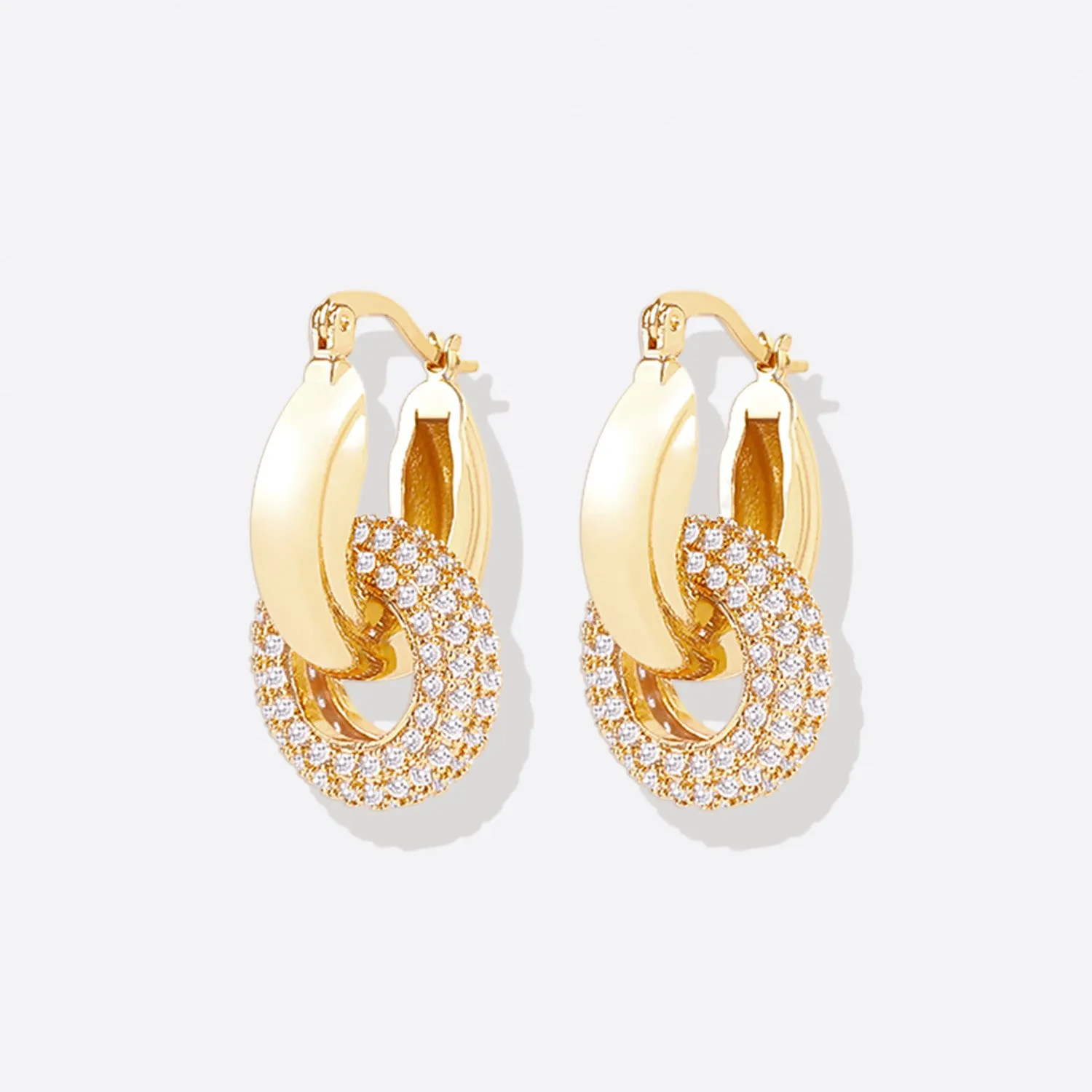 Pave Interlock Hoop Earrings sold by Mint & Lilly product image thumbnail 5