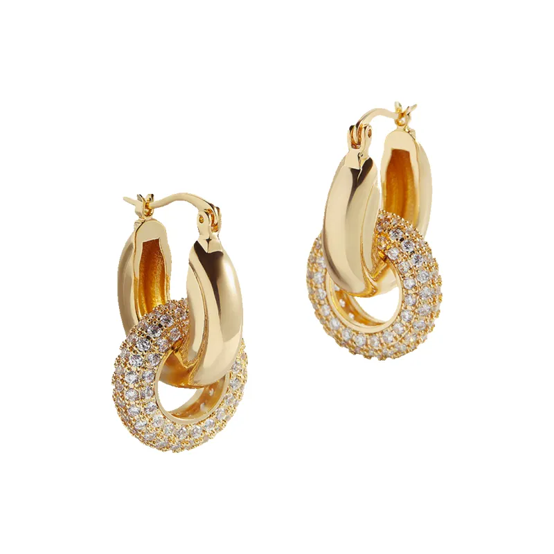 Pave Interlock Hoop Earrings sold by Mint & Lilly