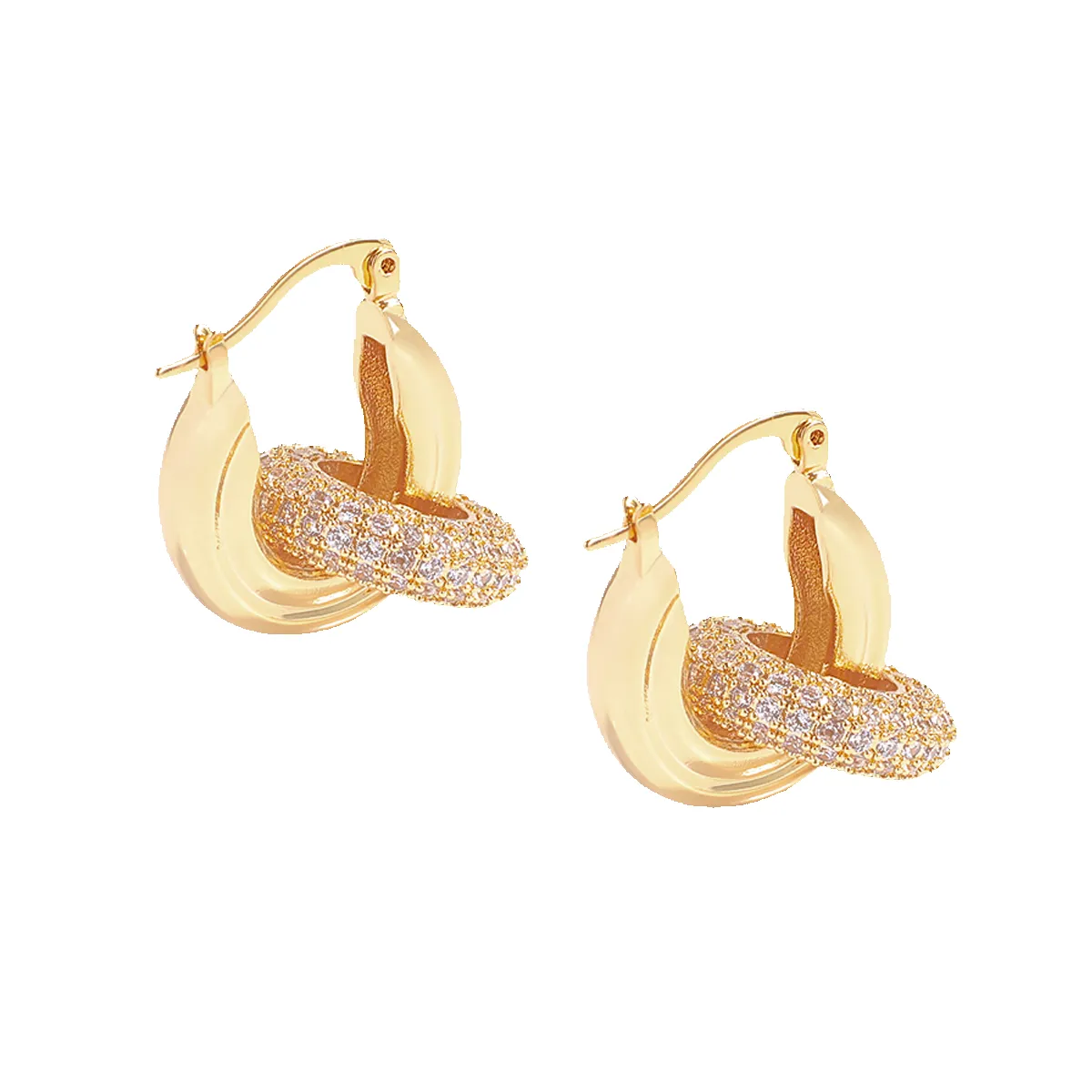 Pave Interlock Hoop Earrings sold by Mint & Lilly product image thumbnail 4