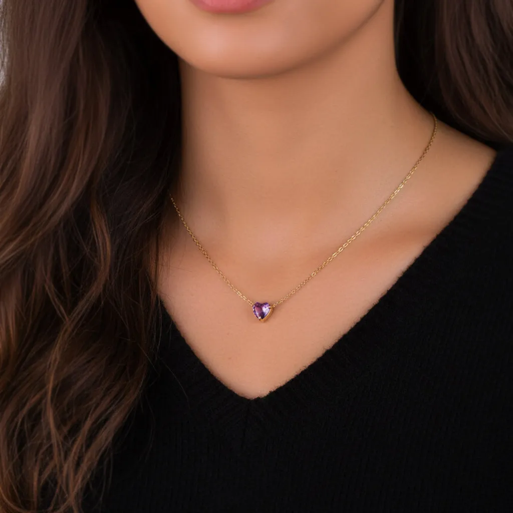 Dainty Birthstone Heart Necklace sold by Mint & Lilly product image thumbnail 3