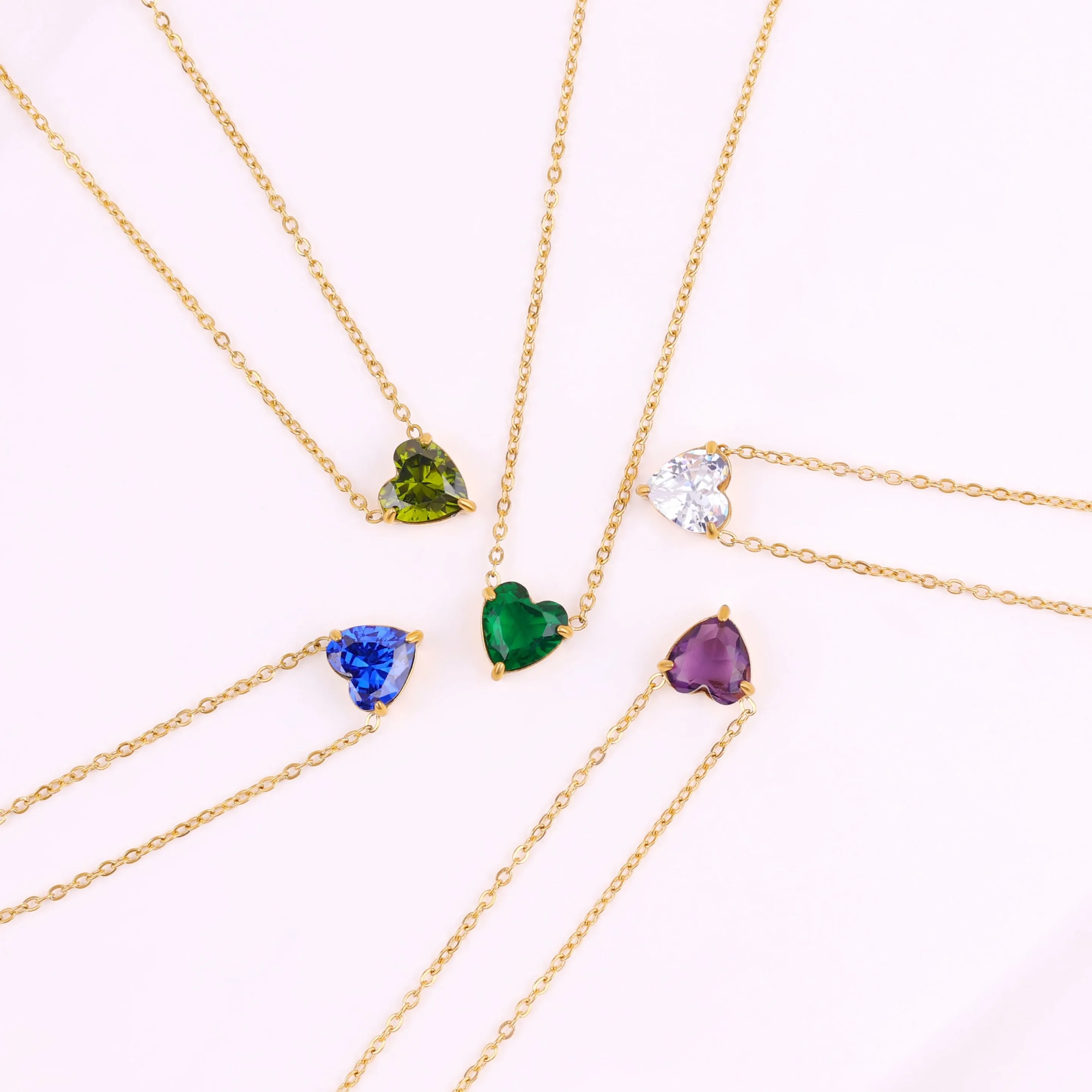 Dainty Birthstone Heart Necklace sold by Mint & Lilly product image thumbnail 5