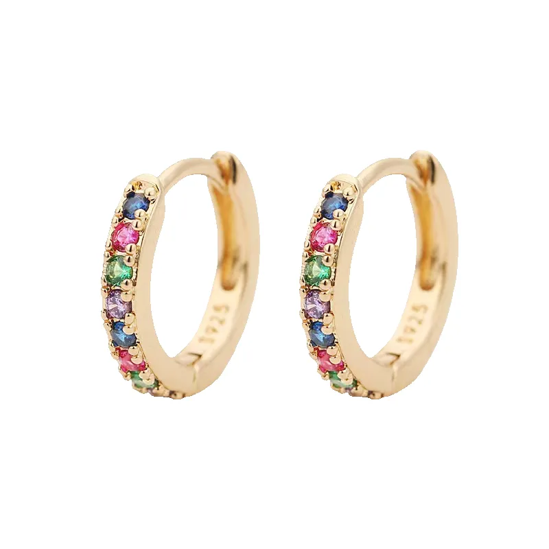 Rainbow Gemstone Huggie Hoop Earrings made by Mint & Lilly