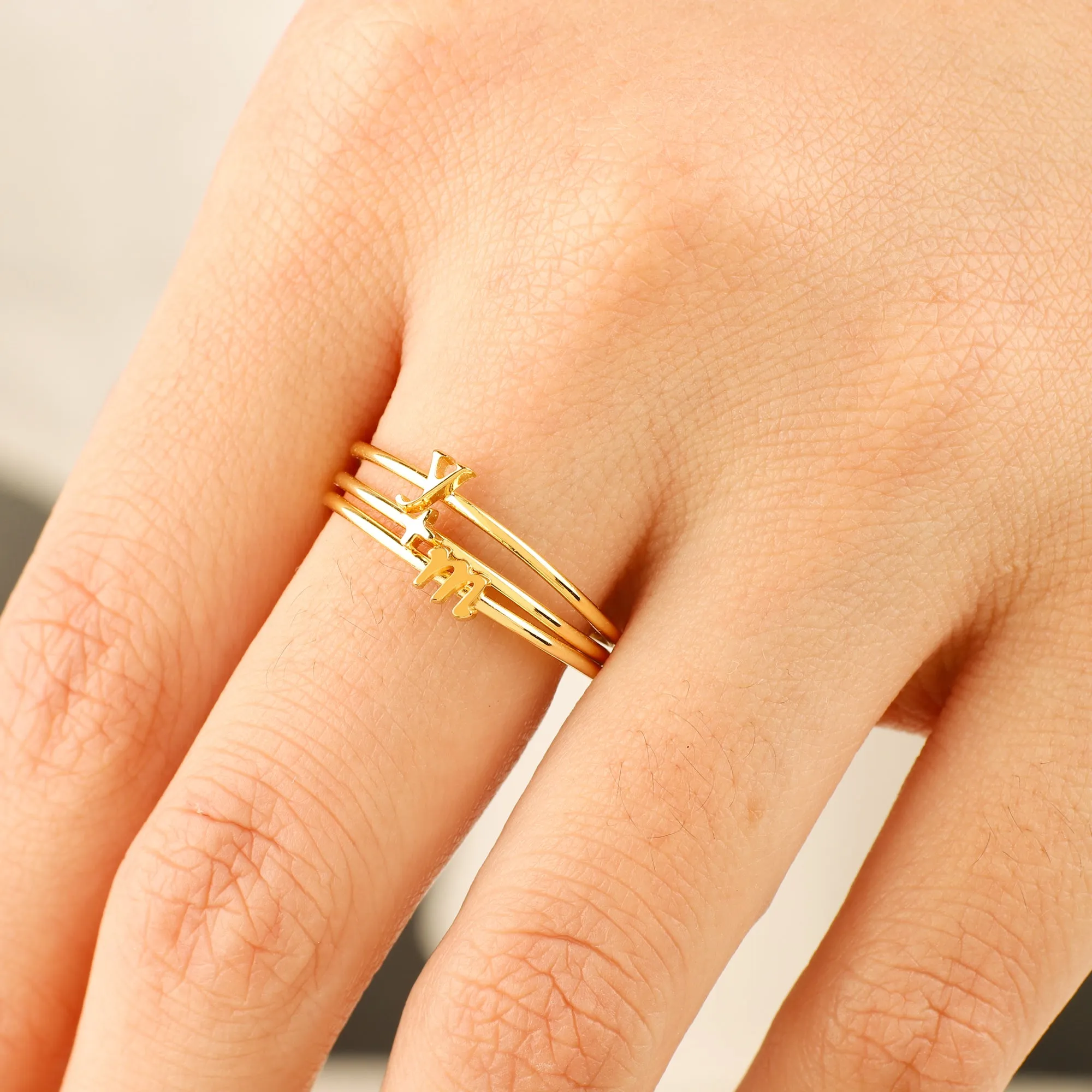 Dainty Stacking Letter Ring sold by Mint & Lilly product image thumbnail 4