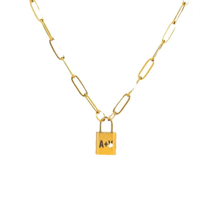 Initial Lock Pendant Necklace made by Mint & Lilly