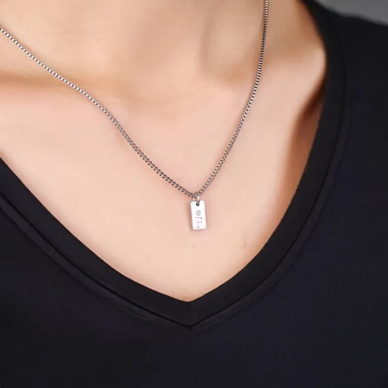 Dainty Pave Tag Initial Necklace sold by Mint & Lilly product image thumbnail 4