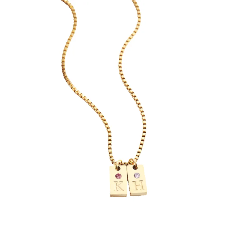 Dainty Pave Tag Initial Necklace made by Mint & Lilly