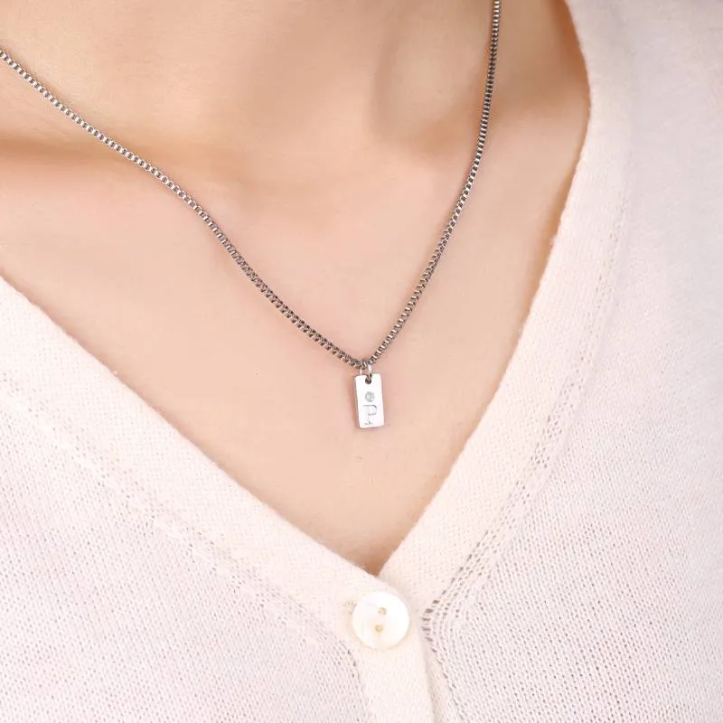 Dainty Pave Tag Initial Necklace sold by Mint & Lilly product image thumbnail 5