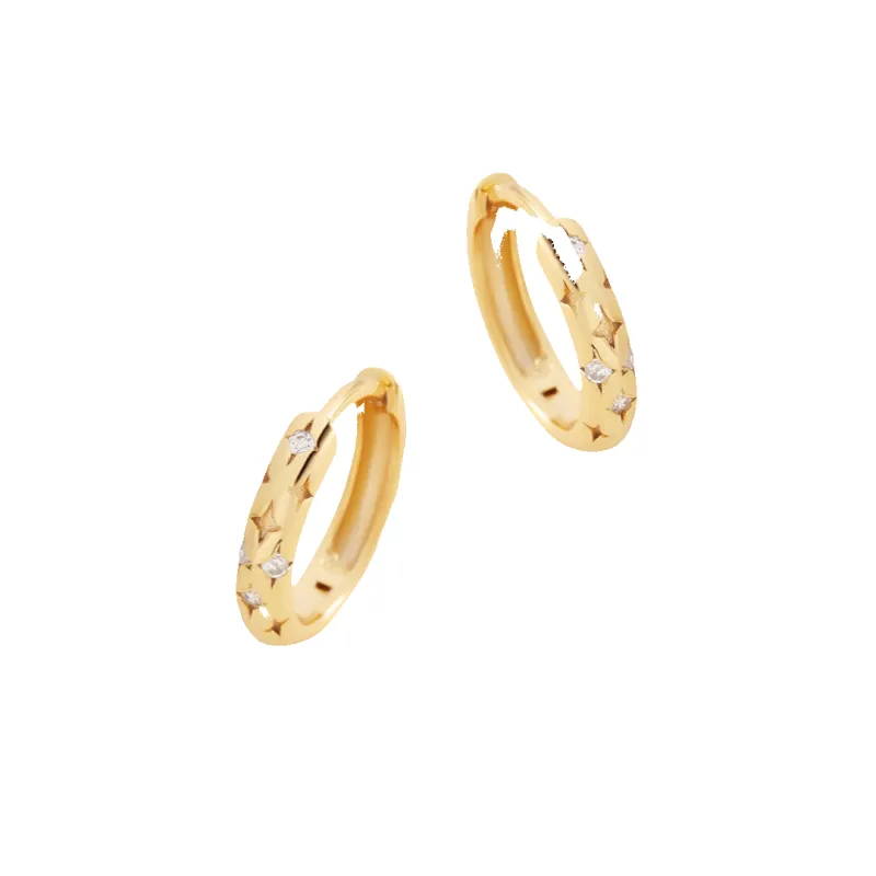 Falling Stars Huggie Hoop Earrings made by Mint & Lilly