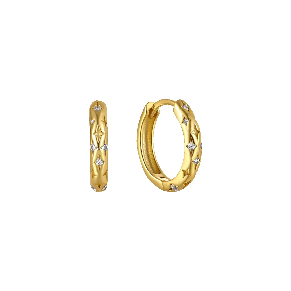 Falling Stars Huggie Hoop Earrings sold by Mint & Lilly product image thumbnail 5