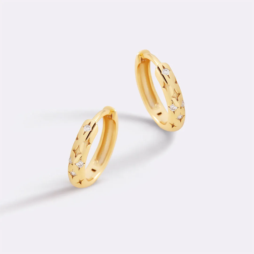 Falling Stars Huggie Hoop Earrings sold by Mint & Lilly product image thumbnail 2