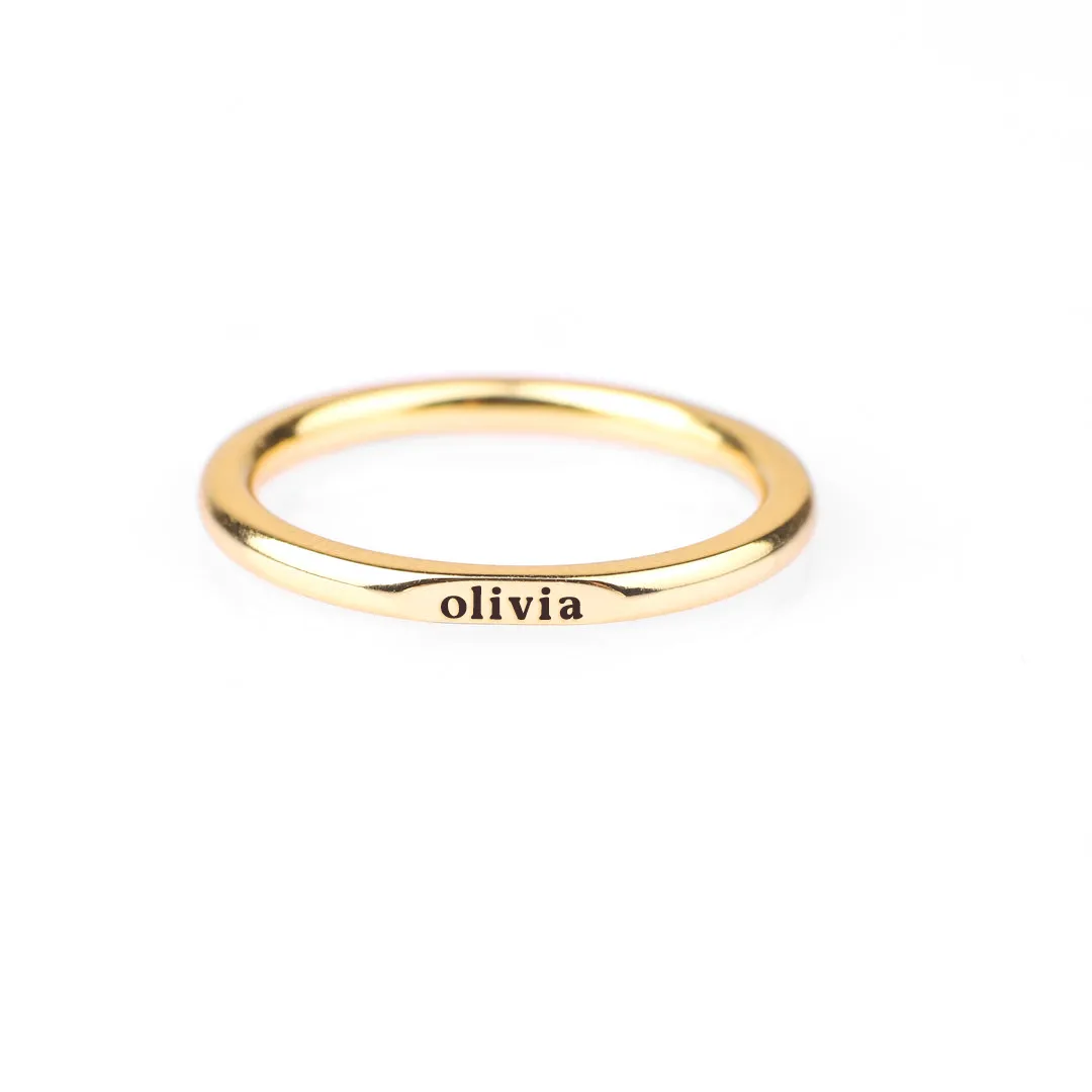 Sterling Silver Flat Top Super Tiny Stackable Name Ring sold by Mint & Lilly product image thumbnail 2