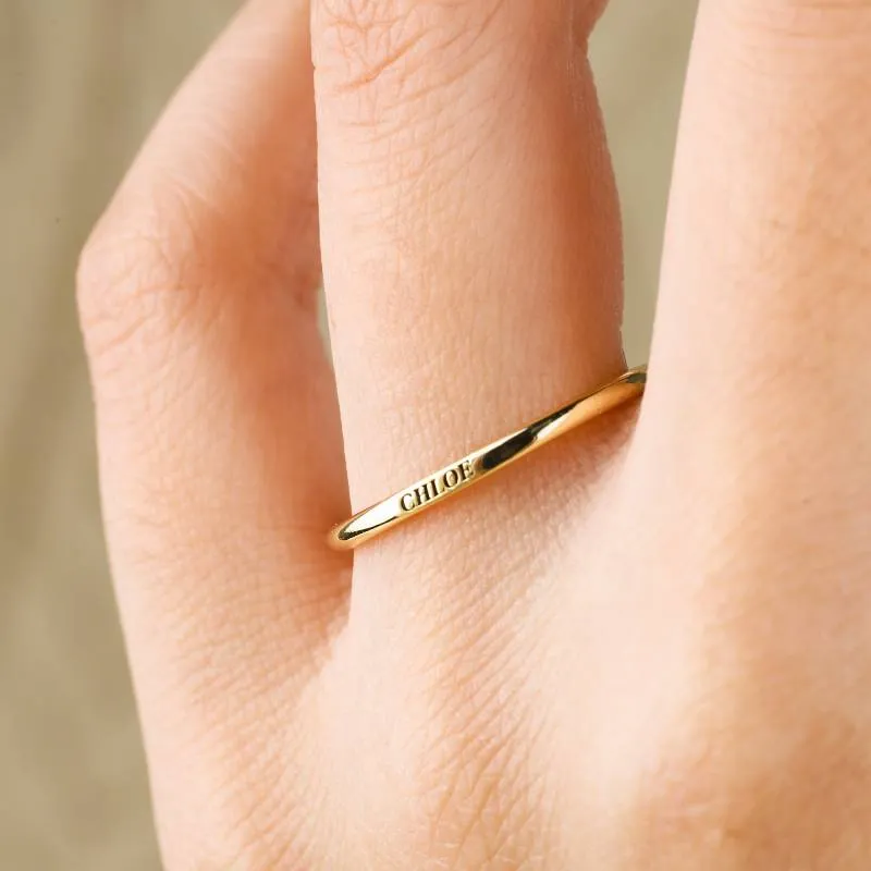 Sterling Silver Flat Top Super Tiny Stackable Name Ring sold by Mint & Lilly product image thumbnail 4