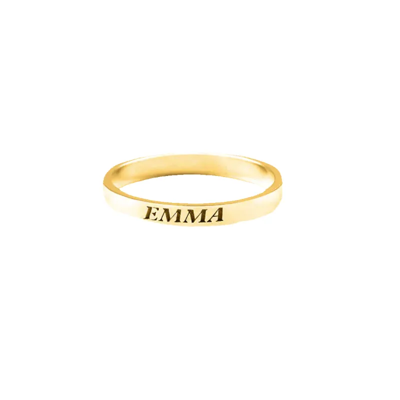 Dainty Personalized 2mm Stacking Ring sold by Mint & Lilly