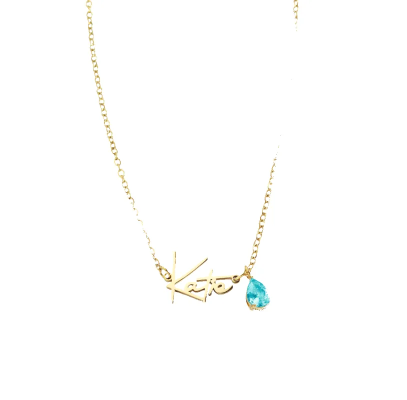 Handmade Birthstone Name Necklace sold by Mint & Lilly