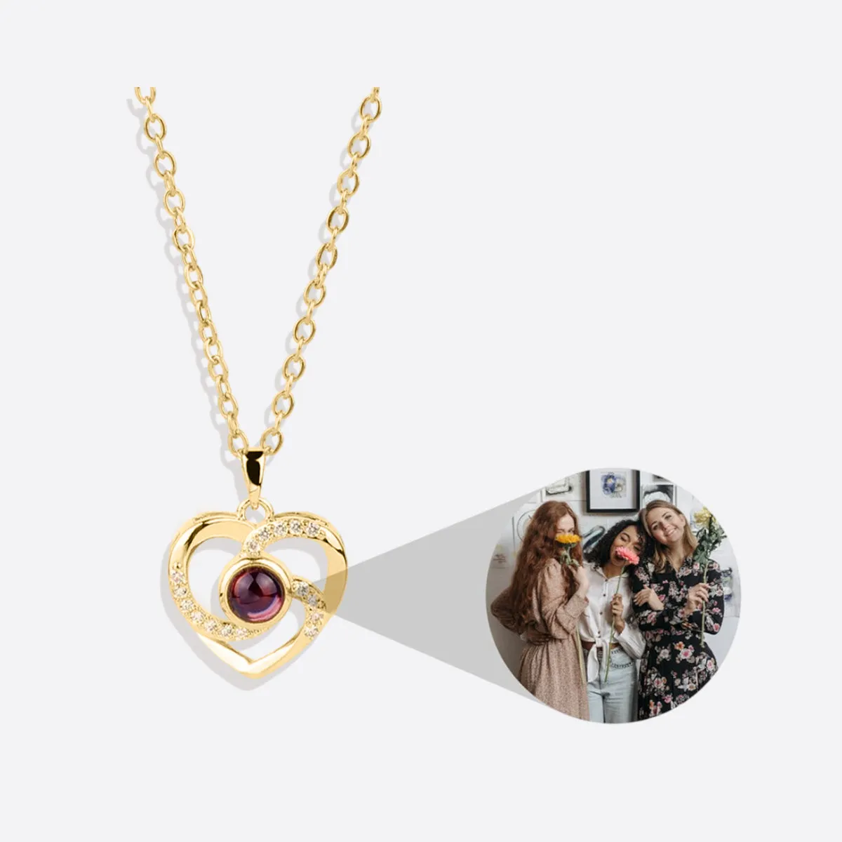 Center of My Heart Pave Photo Necklace sold by Mint & Lilly product image thumbnail 3