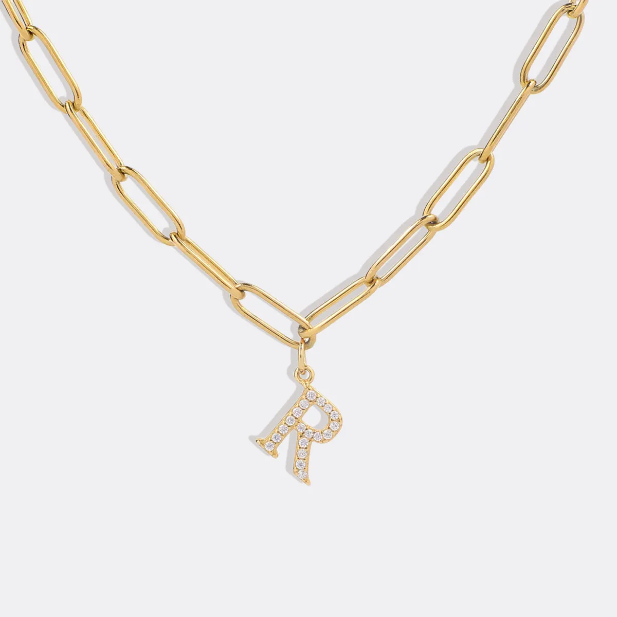 Diamond Letter Pendant Necklace with Paperclip Chain sold by Mint & Lilly product image thumbnail 2