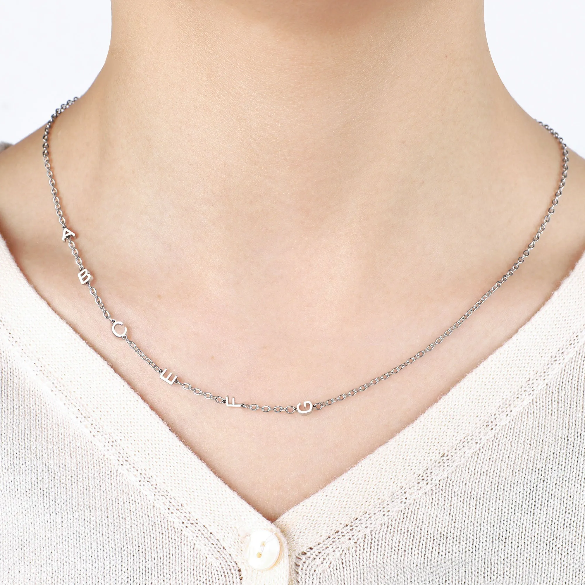 Sideways Initials Necklace sold by Mint & Lilly product image thumbnail 4