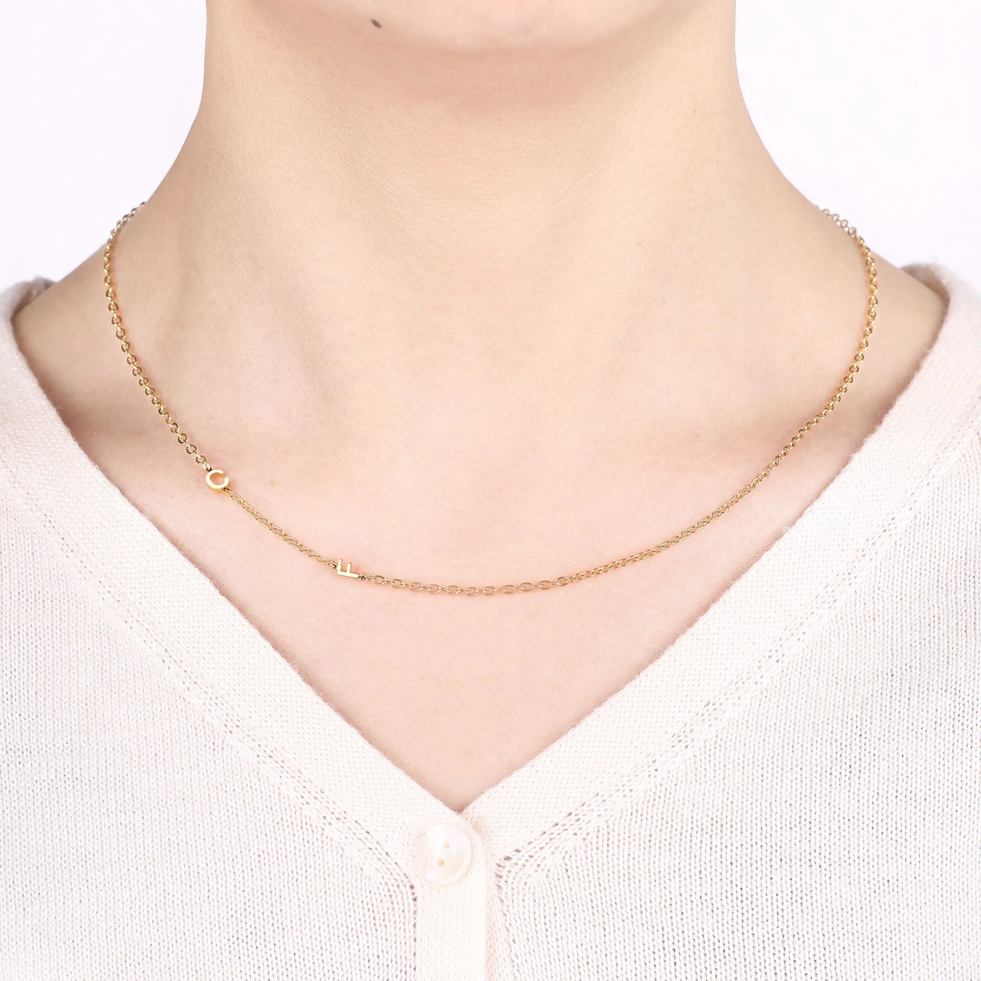 Sideways Initials Necklace sold by Mint & Lilly product image thumbnail 3