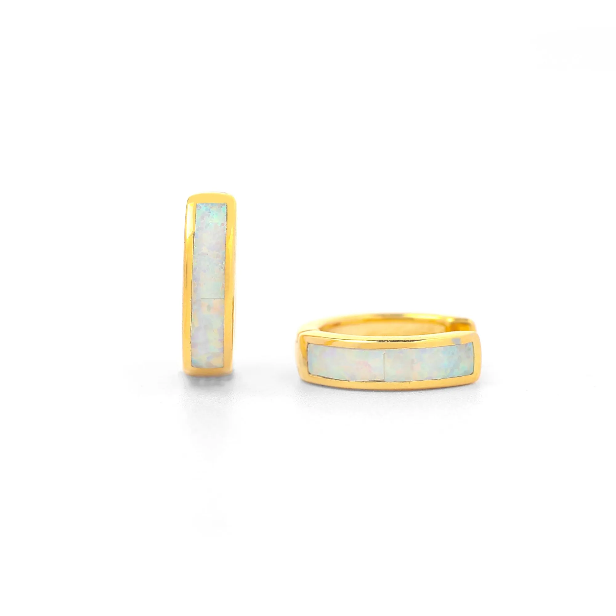 Opal Inlay Huggie Hoop Earrings sold by Mint & Lilly product image thumbnail 2
