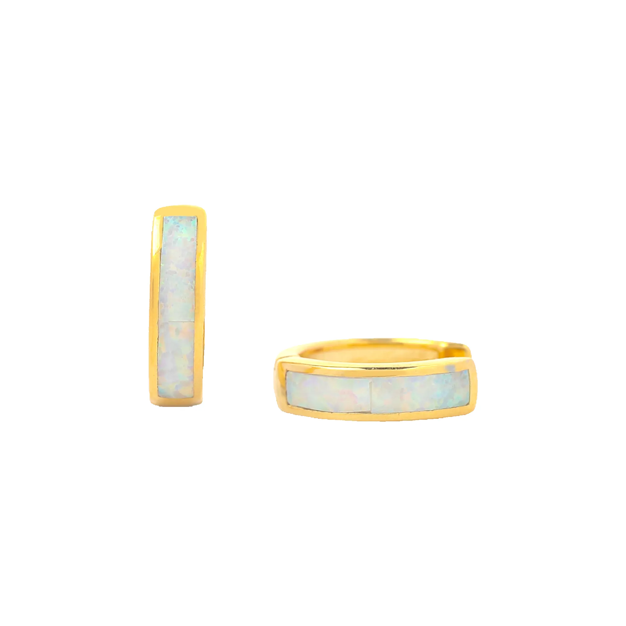 Opal Inlay Huggie Hoop Earrings sold by Mint & Lilly