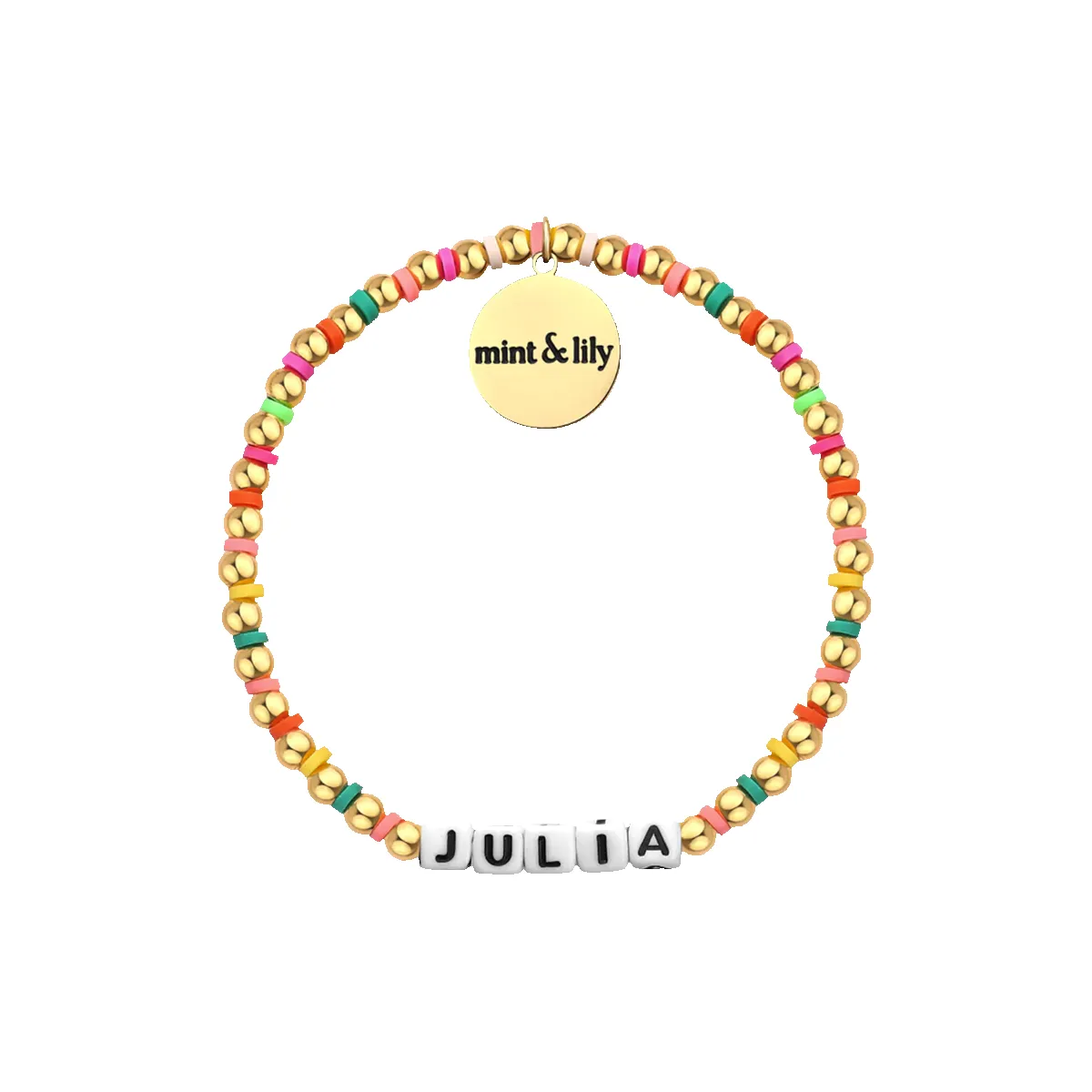 Custom Waterproof Gold Rainbow Beaded Friendship Bracelet sold by Mint & Lilly